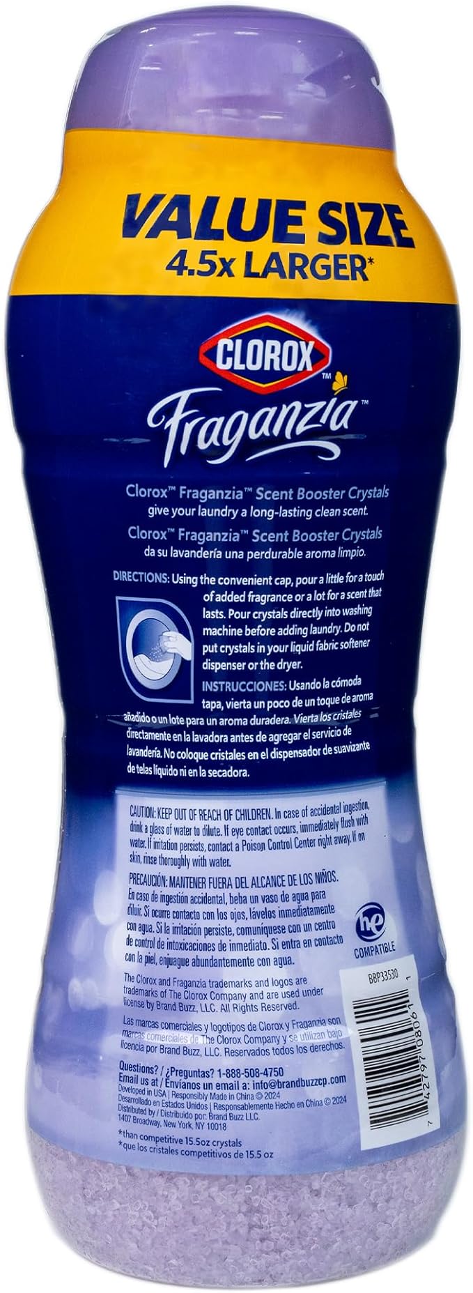 Clorox Fraganzia Laundry Scent Booster Crystals in Dreamy Jasmine Scent - Scented In-Wash Freshener Beads for Fresh, Clean, Great Smelling Clothes and Linens, 70 Oz
