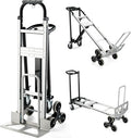 3 in 1 Industrial Convertible Hand Truck, 1000 LBS Capacity Heavy Duty Platform Cart, Utility Aluminum Collapsible Dolly with Stair Climbing Wheels and Dual Handles for Transport, Moving