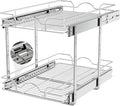 OCG 2 Tier Pull Out Cabinet Organizer (14" W x 21" D), Pull Out Drawers for Kitchen Cabinets, Pull Out Shelves for Base Cabinet Organization in Kitchen Bathroom Pantry, Chrome Finish