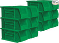 Akro-Mils 30230 AkroBins Plastic Storage Bins, Space-Saving Stackable Bins for Garage, Pantry, Craft Organization, 11-Inch x 5-Inch x 5-Inch, Green, 12-Pack
