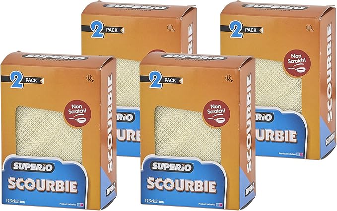 Superio Nylon Cleaning Pad, Dish Scrubbers, Multi Surface Scratch- Free Scour Sponge for Stainless Steel, Copper cookware, China, Dishes and plasticware (8)