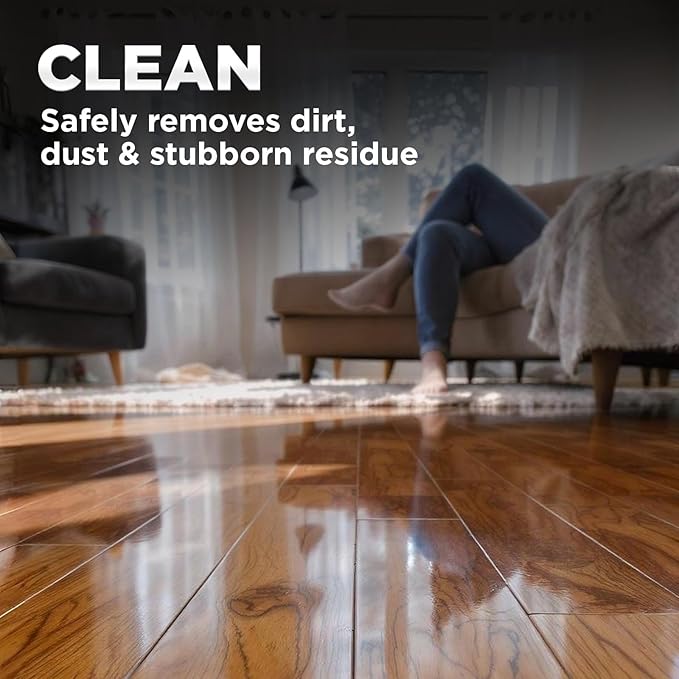 Weiman Hardwood Floor Cleaner and Polish - Cleans Vinyl Tile, Solid, Laminate, Natural Shine, No Residue, Removes Scratches, Leaves Protective Layer, 1 Gallon Mop Soap & 32 Oz Restorer