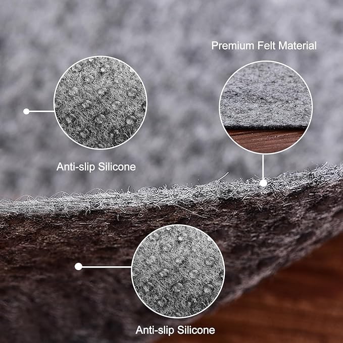 Ultra Strong Anti-Slip Thin Rug Felt Pad 5 x 8 Feet for Hardwood Floors, Non Slip Carpet Padding, Non Skid Area Rug Mat Keep Your Rugs in Place- Gray