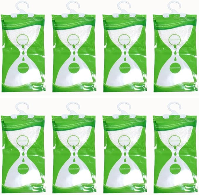 AOPANDA Moisture Absorbers Packets, 8 Pack - Eliminates Musty Odors for Fresher, Cleaner Air, Humidity Packs, Dessicant Packets, Hanging Closet Dehumidifier Bags（green）