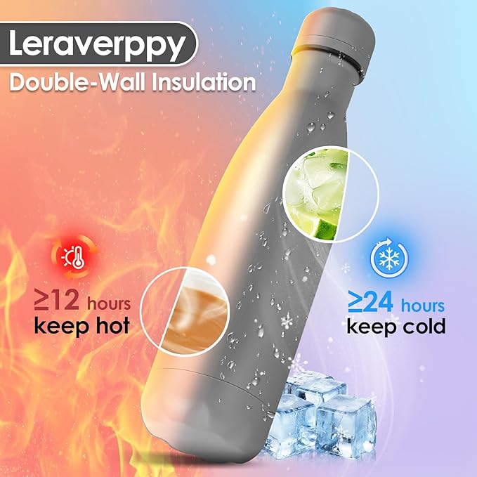 17oz Cola-Bottle Shaped Stainless Steel Leak-proof Water Bottle,Double Wall Vacuum Insulated Metal,Travel Mug For Sports Indoors & Outdoors,BPA-Free School Kids Flasks,Gray(12Pack)
