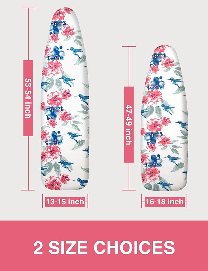 Extra Wide Ironing Board Cover and Pad,18X49 Reflective Silicone Ironing Board Cover,Resist Scorching and Staining,4 Fasteners,Elastic Edges,Large Protective Scorch Mesh Cloth