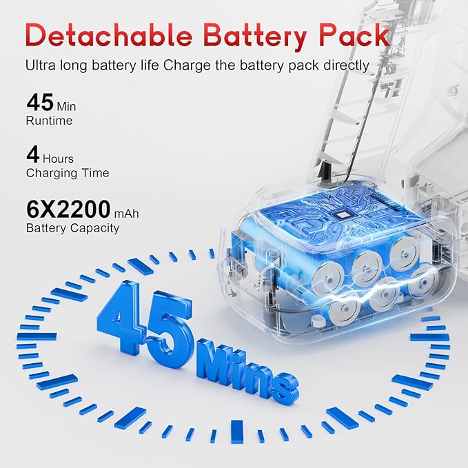 Cordless Stick Vacuum Cleaner - Rechargeable, 35Kpa Powerful Vacuums with Detachable Battery Display, Max 45Mins Runtime, 8 in 1 Handheld Vacuum for Hardfloor & Carpets Pet Hair