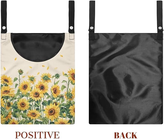 Sunflower Clothespin Bag, Hanging Laundry Bag, Hanging Storage Organizer with Hanging Rope Clothes Lines for Hanging Clothes Outside, for Home Outdoor