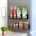 2 Pack Magnetic Spice Rack for Refrigerator, Black Magnetic Shelf with 4 Removable Hooks, Rustproof Magnetic Shelf for Fridge, Oven, Condiments, Oils, Seasoning Spice Organizer