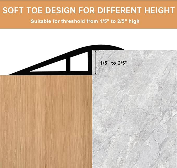 Vinyl Door Threshold Flooring Transition Strip Self Adhesive Carpet Edging Strip for Laminate Doorway Edge Threshold from 1/5" to 2/5" (Smoked Brown Wood Grain, 6.6 Ft)