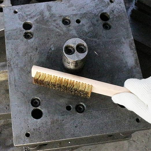 MAXMAN Brass Brush 3Pcs, Soft Brass Bristle Wire Brush for Cleaning Metal Rust, Welds, Home and Kitchen, Wire Scratch Brushes with 10" Beechwood Handle