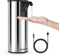Automatic Soap Dispenser,Stainless Steel Material, Rechargeable Touchless Hand Sanitizer Pump,4 Adjustable Levels Smart Electric Dispenser