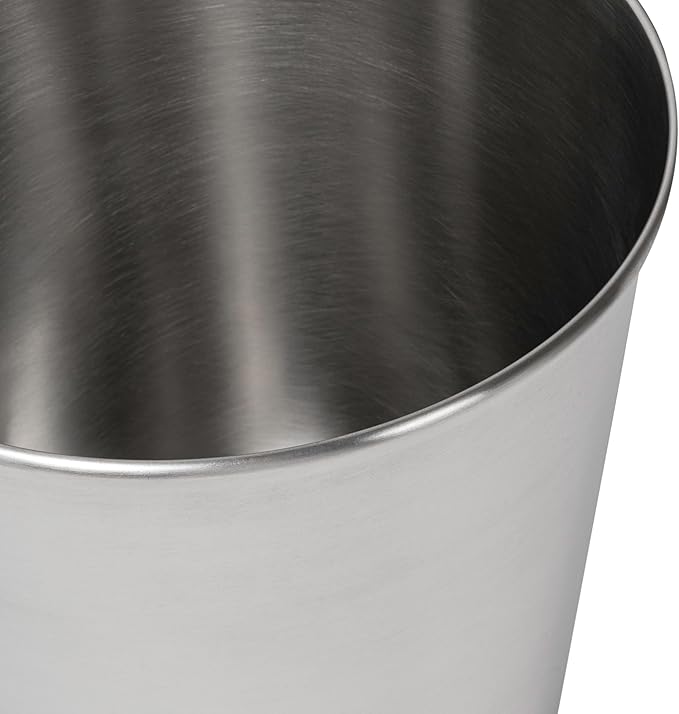 happimess HPM1113C Nolan Modern Classic Smooth Steel 2-Gallon Wastebasket for Home, Bathroom, Living Room, Office, Bedroom, Kitchen, Brushed Steel