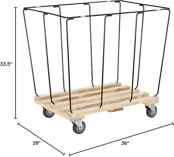 Global Industrial 12 Bushel, Canvas Basket Bulk Truck, 36" L x 26" W x 33-1/2"H, Unassembled, Rolling Laundry Cart, Commercial Material Handling Cart with Swivel Rubber Casters