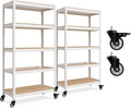 HOMEDANT House White 5-Tier Metal Rolling Cart Shelf Rack Casters Heavy Duty Wheel Shelving Unit Adjustable Utility Storage Shelves Organizer Shelf Kitchen Garage 36.2" W x 16.5" D x 69.5" H 2Pack
