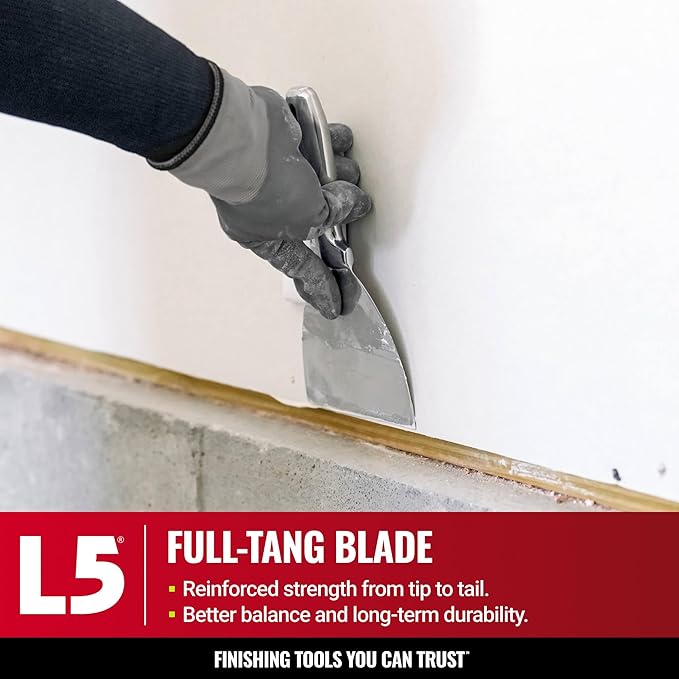 4" All Stainless Steel Joint Knife - LEVEL5 | Professional Grade Putty Blade, Premium Polished All-Metal, Precision Ground Edge, Ergonomic, Corrosion Resistant | 5-404