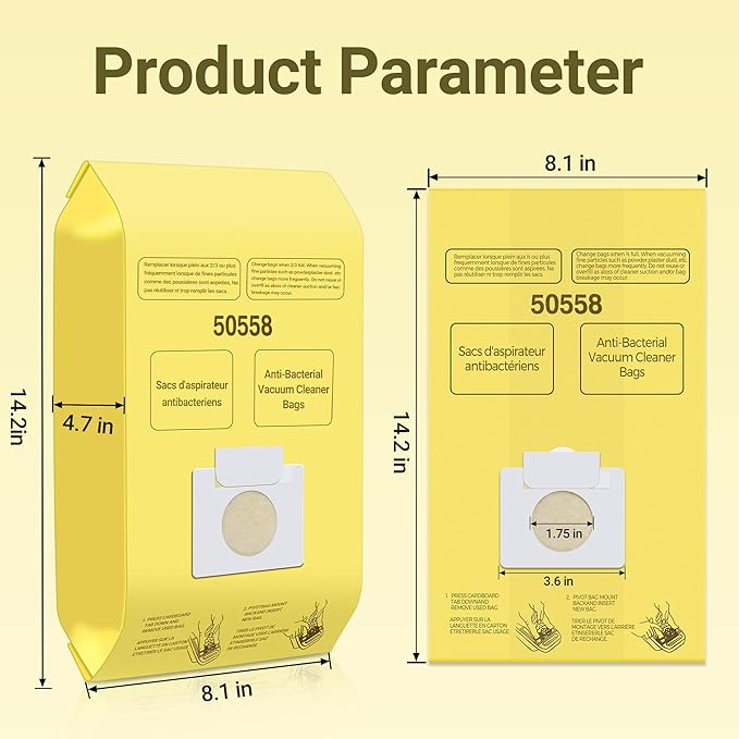 50558 Vacuum Cleaner Bags Replacement for Kenmore Canister Type C/Q 5055, 50555, 50557, 50558 and Pana·sonic Type C-5, C-18, 200 Series, 400 Series, 600 Series, 800 Seires Vacuum - 30 Pack