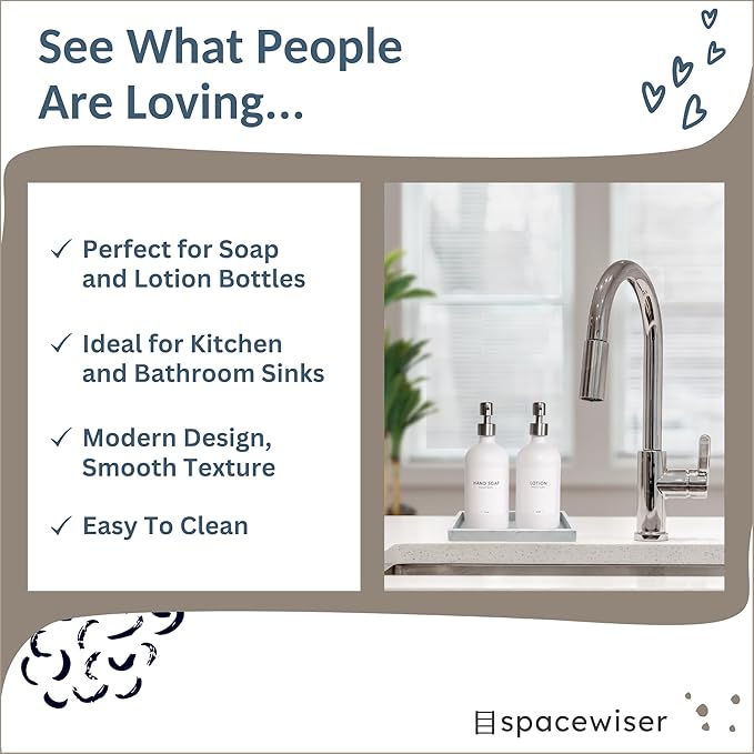 Countertop and Vanity Tray - 2 PC Small 7.7" Silicone Bathroom Trays, Kitchen Soap Tray, Dish Sponge Soap Holder Kitchen Sink Organizer Caddy, Bathroom Counter Trays for Lotion Dispenser