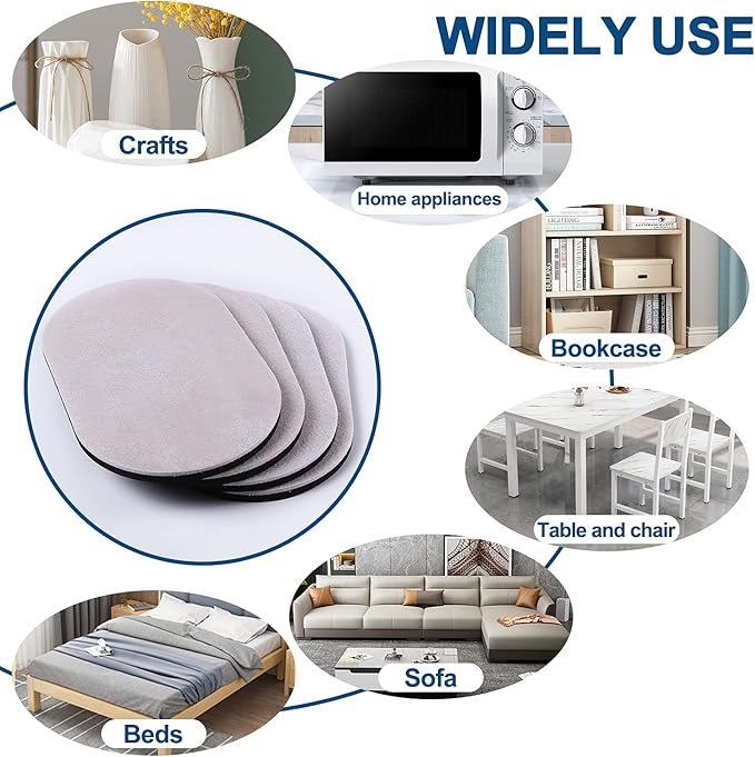 Ezprotekt 8 Pack Reusable Large Furniture Movers Sliders for Carpet and Hardwood Floors, 9-1/2" x 5-3/4" Oval Heavy Duty 4 Pcs Felt Sliders Hard Surfaces - 4 Pcs Plastic Furniture Pad Carpet (Beige)
