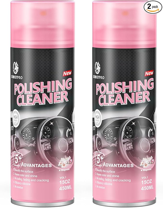 Car interior protectant Spray-Repels Dust & Staining,Restores & Protects Plastic, Vinyl, Leather - UV Guard, Anti-Aging, Long-Lasting Gloss, Exterior & Interior Car Polishing Cleaner (2 x 15oz)