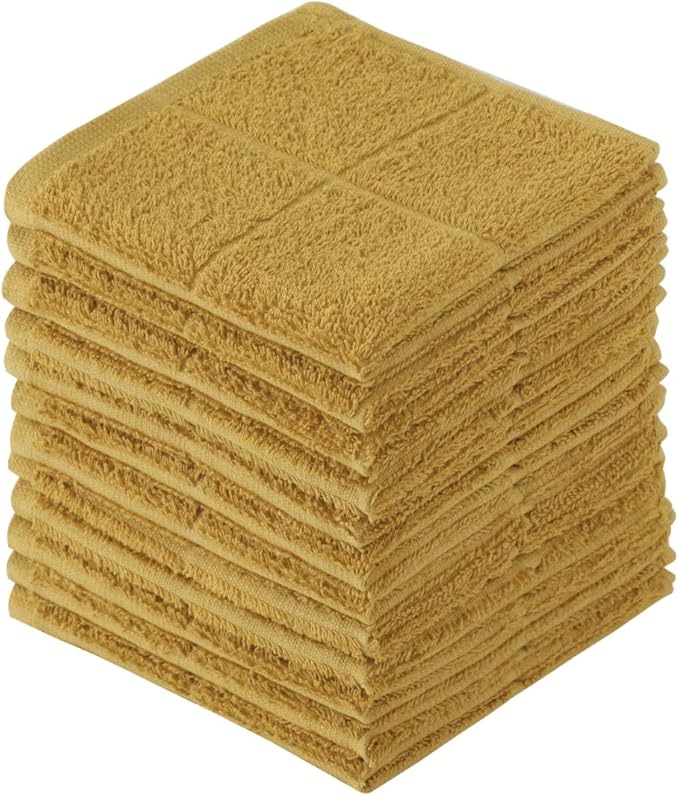 Glynniss Dishcloths Kitchen Highly Absorbent Dish Rags 100% Cotton Dish Cloths for Washing Dishes (Honey Gold)