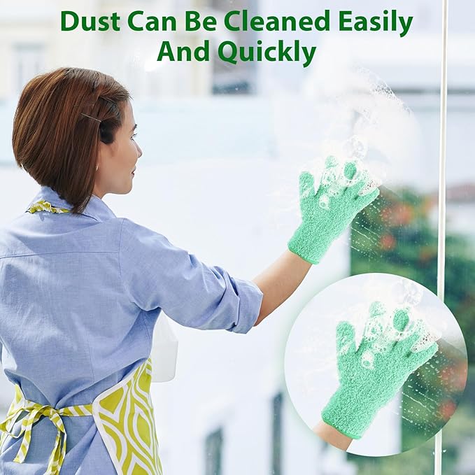 Plant Dusting Gloves, Microfiber Dusters for Cleaning Kitchen Indoor Mitt for House Use Desk Window Blind Screen Wash