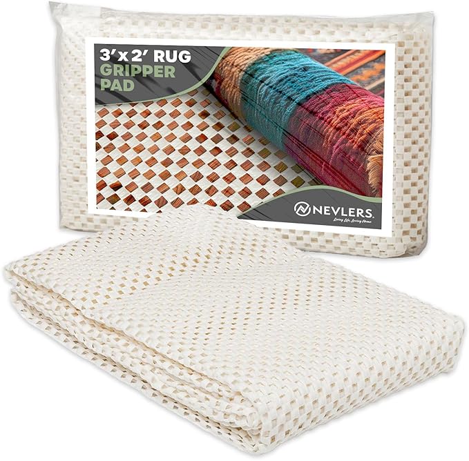 Nevlers 2 Ft x 3 Ft Rug Gripper Pad | Non Slip Rug Pads for Hardwood Floors & Other Surfaces | Open Weave PVC Foam Carpet Gripper Non Skid Pads | Customizable Nonadhesive Carpet Pad for Household Use