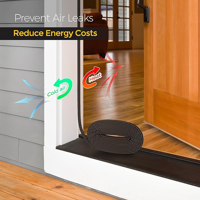 Weather Stripping Door Seal Strip - Soundproof Q-Shaped Foam for Exterior Door Frame, Large Gap Seal, Noise Cancelling, Easy to Install (Brown, 28FT)