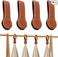 4 PCS Genuine Leather Towel Clips for Kitchen, Magnetic Hand Clips, Towel Holder with Magnet for Rods and Racks, Bathroom Accessory (Light Brown)