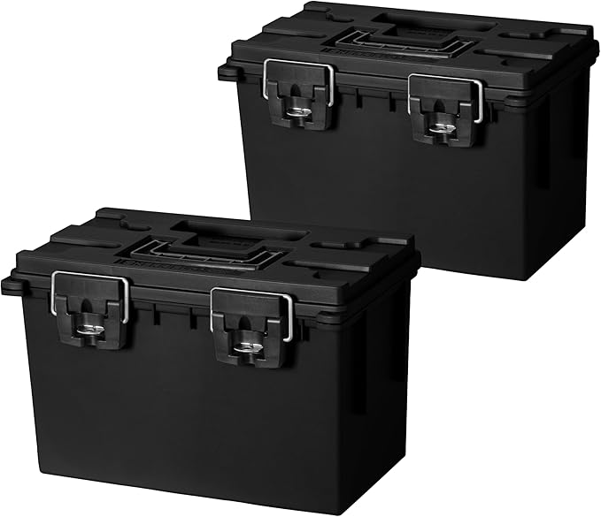 Sheffield 12773 XL Storage Bins With Lids, 2-Pack Stackable Storage Bins, Made in USA, Lockable and Water-Resistant Containers with Lids, Plastic Containers for Home, Classroom, and Dorm