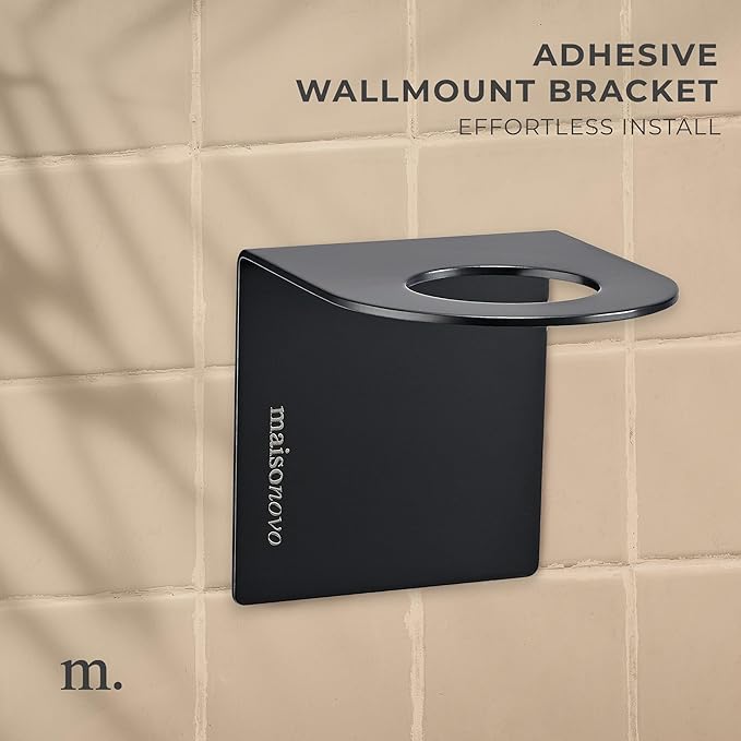 MaisoNovo Shampoo and Conditioner Dispenser - Shower Soap Dispenser Wall Mounted - 16.9 fl oz Set of 3 Amber Plastic Bottles Black Bamboo Pump - Shampoo Dispenser, Shower Dispenser 3 Chamber No Drill