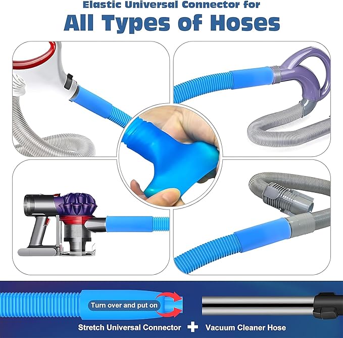 Upgraded Dryer Vent Cleaner Kit: Universal Vacuum Hose Attachment for Lint Removal |Fits All Vacuums Deep Cleaning Brush for Clogged Ducts