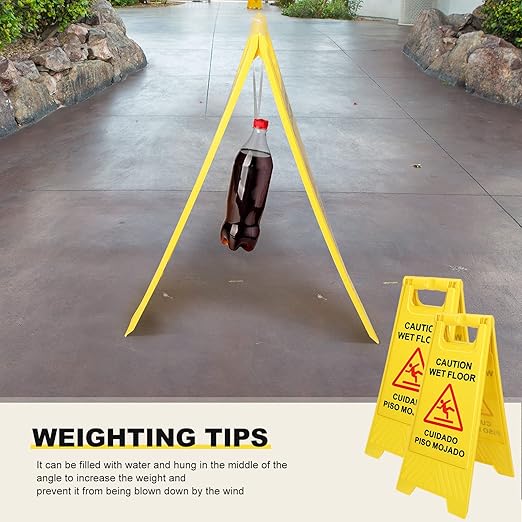 Macarrie 12 Pack Caution Wet Floor Sign Wet Floor Double Sided Cuidado Piso Mojado Foldable Bilingual Alert Sign for Commercial Use Indoors Outdoors, 11.5 x 23.62 Inches(Classic Style)