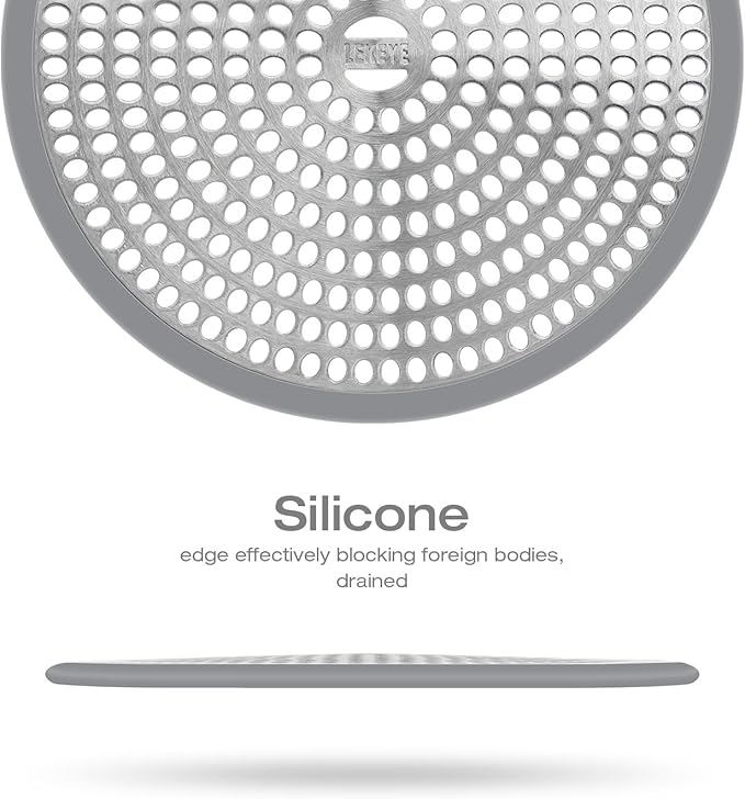 LEKEYE Shower Drain Hair Catcher/Strainer/Stainless Steel and Silicone