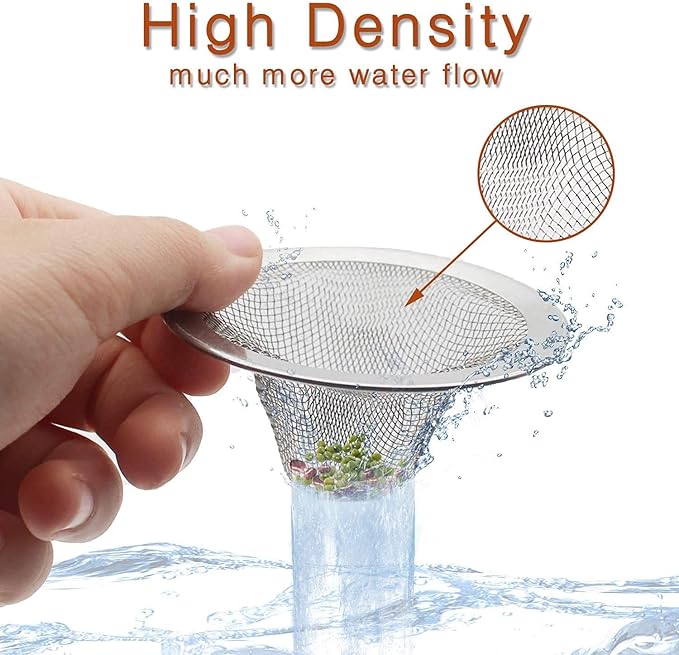 Heavy Duty Stainless Steel Slop Basket Filter Trap Mesh Metal Sink Strainer Perfect for Kitchen Sink/Bathroom Bathtub Wash Basin Floor Drain Balcony Drain Hole Utility (2.75" 100pcs)