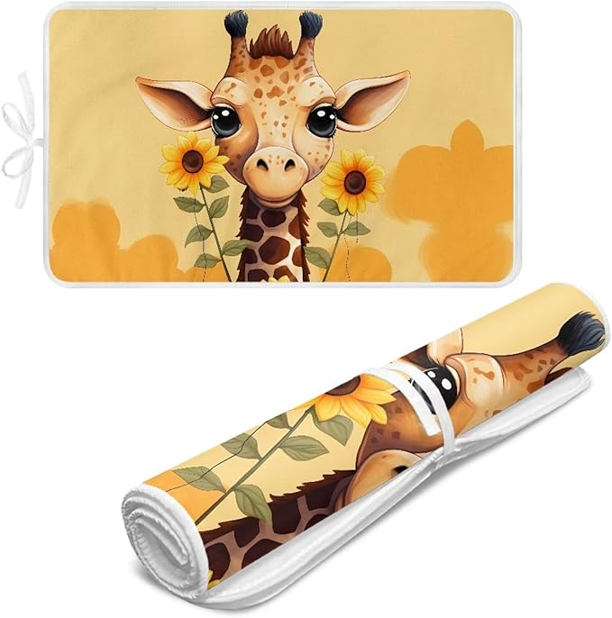 Funny Ironing Mat Portable Giraffe Ironing Pad for Steam Pressing on Tabletop or Bed,Heat Resistant Portable Quilting & Travel Blanket Ironing Board Alternative Cover