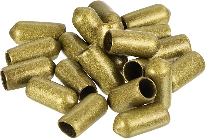 uxcell 20pcs Rubber End Caps 6.5mm ID Vinyl Round Tube Bolt Cap Cover Thread Protectors Gold
