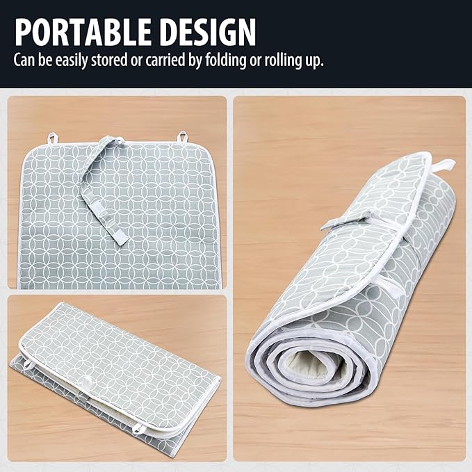 Seiritex Ironing Mat, Portable Ironing Pad 39.4 x 18.9 inch Table Top Iron Board 5 in 1 Travel Iron Blanket for Washer, Dryer, Counter top, Gray