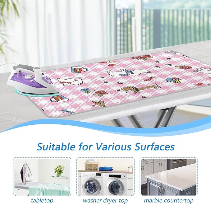 Ironing Mat Portable Ironing Pad Ironing Blanket for Table Top Heat Resistance Double-Side Using Travel Large 47.2 x 27.6 Inch Foldable Lightweight Cute Dog