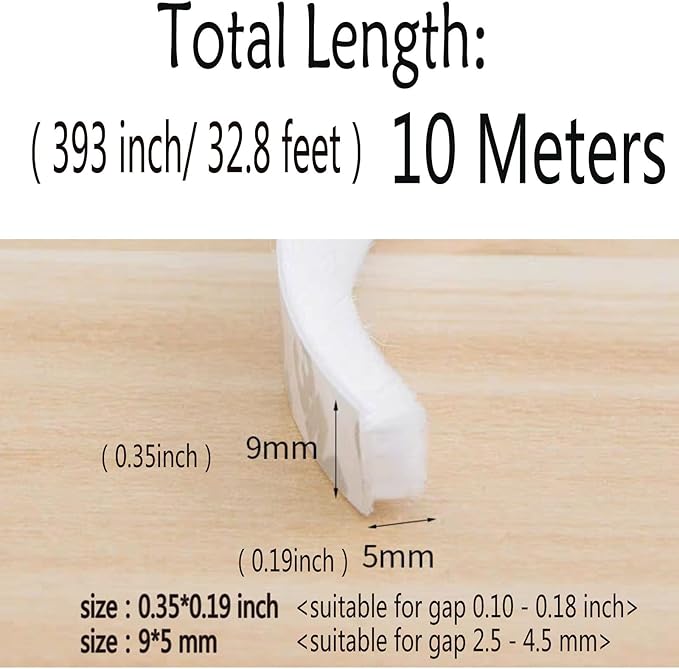 Weather Stripping Brush for Sliding Windows/Doors Frame Side,Pile Self Adhesive Weatherstrip Seal Strip Sealer Draft Stoppers (33ft x11/32 Backing x 3/16 Brush inch, White)