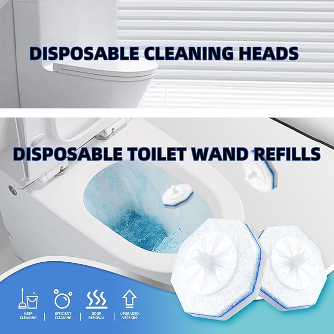 30Pcs Disposable Toilet Wand Refills Easy Cleaning Toilet Bowl Fiber Wand Heads Compatible with Most Toilet Brushes