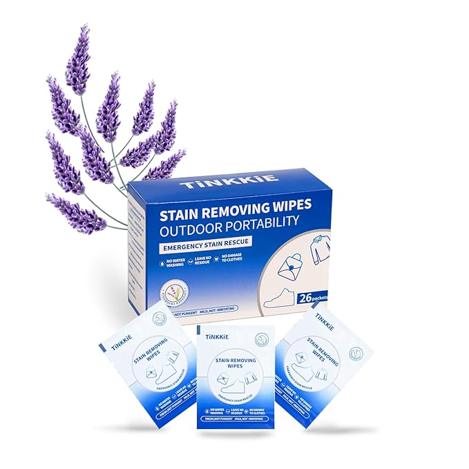 26-Pack Stain Remover Wipes, Portable Clothing Stain Remover Wipes, Instant Stain Remover and Individually Wrapped, Stain Removers for Clothes, Shoes And Surface Cleaning of Headphones and Electronics