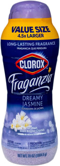 Clorox Fraganzia Laundry Scent Booster Crystals in Dreamy Jasmine Scent - Scented In-Wash Freshener Beads for Fresh, Clean, Great Smelling Clothes and Linens, 70 Oz