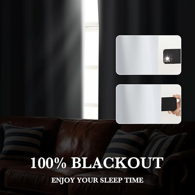RYB HOME White Blackout Curtains for Bedroom, 100% Blackout Thermal Insulated Noise Reducing Curtains for Living Room Nursery, 42 inches Wide by 84 inches Long, 2 Panels Set