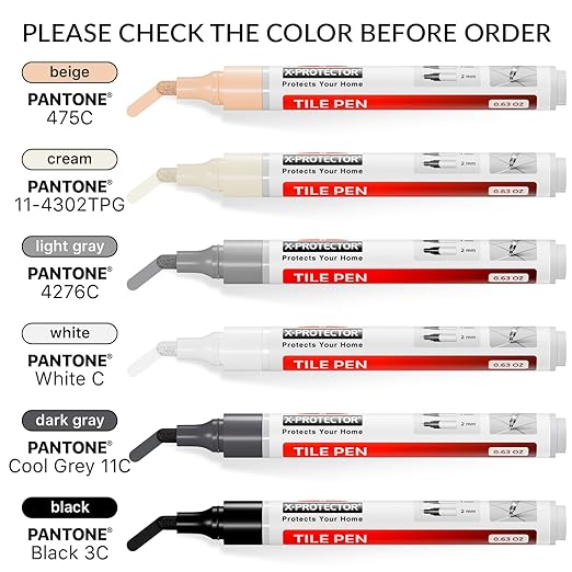 X-Protector Water Based Grout Marker - 2 PCS with 8 Tips, Dark Gray