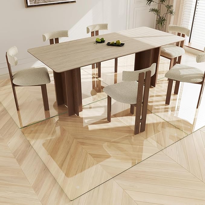 Koonmi Tempered Glass Chair Mat 60"x48" - Premium Office Chair Mat for Hardwood Floors & Low-Pile Carpet with 4 Non-Slip Pads - Thick Scratch-Resistant Surface
