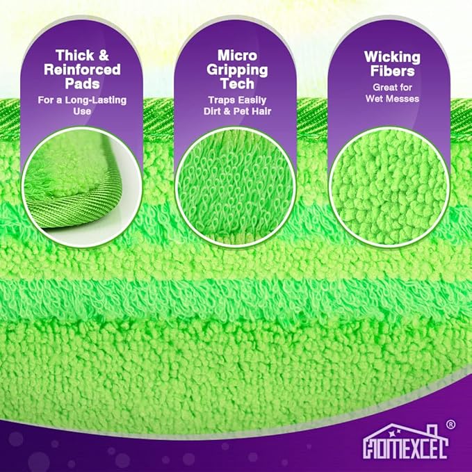 HOMEXCEL Microfiber Mop Pads Compatible with Swiffer Wet Jet-15"x5.5", Reusable and Machine Washable Floor Pad Refills, Mop Head Replacements for Multi Surface Wet & Dry Cleaning, Pack of 4