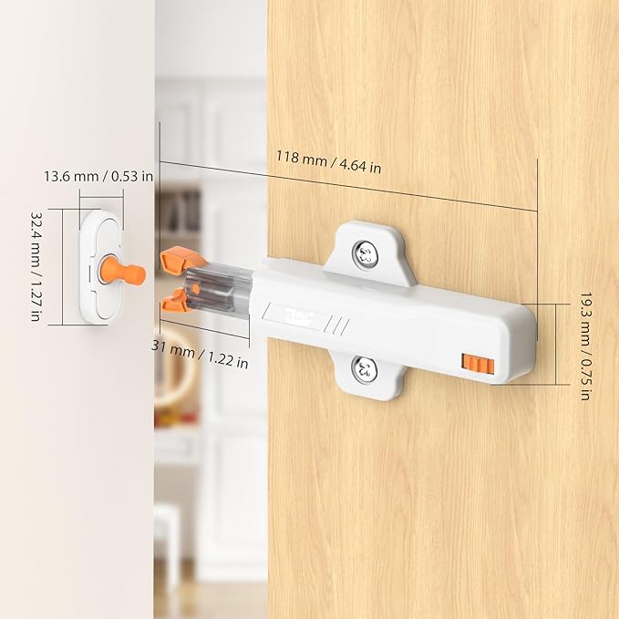 Jiayi Push to Open Door Catches Heavy Duty 2 Pack Push Opener Door Latch for Cupboard White Touch Open Latches for Closet Closing Wardrobe Closure Spring Push Latch