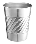 Monarch Abode Nickel Chrome Handcrafted Wave Embossed Metal Wastebasket for Home Office, Decorative Waste Basket, Modern Bathroom Garbage Can, Durable & Decorative Trash Bin, Nickel Chrome Trash Can