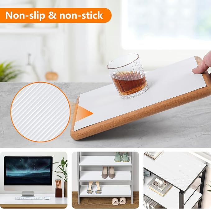Shelf Liners for Kitchen Cabinets Drawer Liner Non Adhesive Cupboard Mat EVA Material Waterproof Refrigerator Mats Washable Fridge Liner for Cupboard and Desks Liner White 11.8 x 236.2 Inches